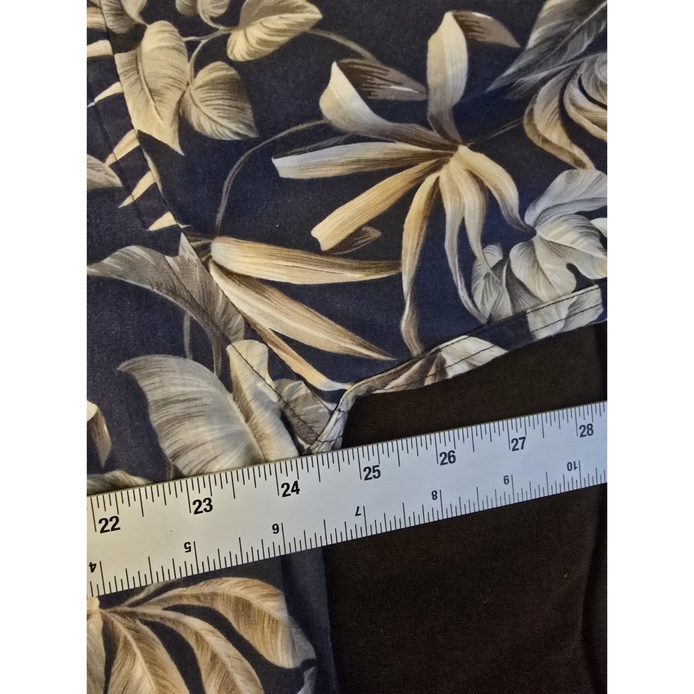 Moda Campia Moda Hawaiian Shirt Button Up Short Sleeve Men's L Blue/Tan Floral - Picture 6 of 7